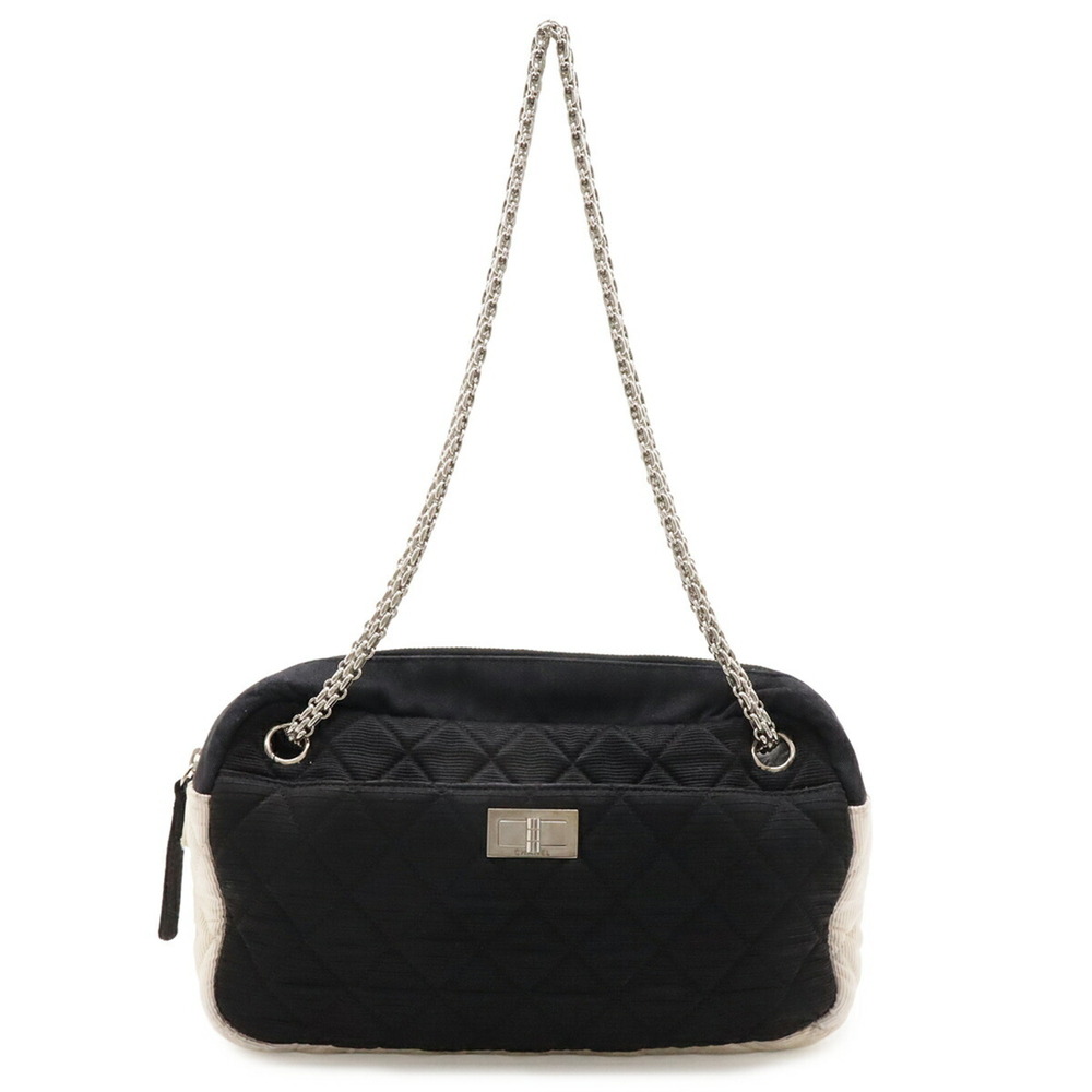 CHANEL Black Canvas Shoulder Bag